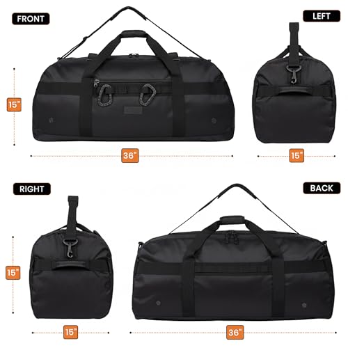 Fitdom 132L 36" Heavy Duty Extra Large Sports Gym Equipment Travel Duffel Bag W/Adjustable Shoulder & Compression Straps. Perfect for Soccer Baseball Basketball Hockey Football Team Coaches & More - color: Black