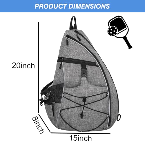 WOLT Pickleball Bag,Crossbody Sling Bags for Women Men,Pickleball Backpack with Fence Hook for Tennis, Racketball - color: Grey
