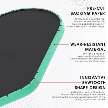 PICKLETECH Pickleball Paddle Protection Tape - Paddle Head Edge Guard - Racket Edge Protection Tape -Fit Perfectly Curved Edge -No Wrinkling - color: Bright Green, size: Width 20mm