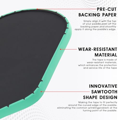 PICKLETECH Pickleball Paddle Protection Tape - Paddle Head Edge Guard - Racket Edge Protection Tape -Fit Perfectly Curved Edge -No Wrinkling - color: Bright Green, size: Width 26mm