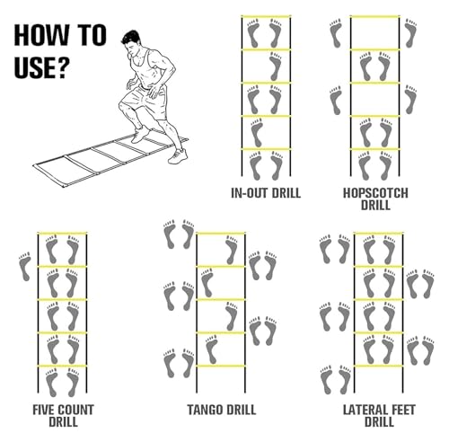 Agility Ladder, Speed Ladder, Cones Football Training Equipment, Speed Agility Set, for Indoor/Outdoor - size: 5m