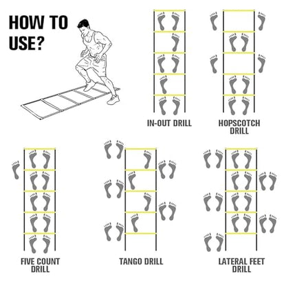 Agility Ladder, Speed Ladder, Cones Football Training Equipment, Speed Agility Set, for Indoor/Outdoor - size: 300cm