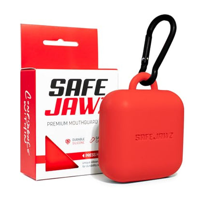 SAFEJAWZ Mouthguard Case with Carabiner Clip, Premium Durable and Flexible Silicone Design to Keep Mouth Guard Protected/Clean (One Size) (Red) - color: Red