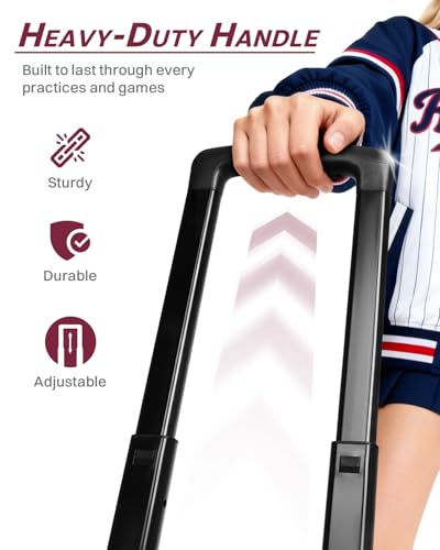 AUROTIER Rolling Baseball Bag with Wheels, Large All-Terrain Wheeled Softball Bag Holds 4 Bats, Water-Resistant Baseball Roller Backpack with Shoe Compartment and Fence Hooks for Players and Coaches - color: Pink Camo