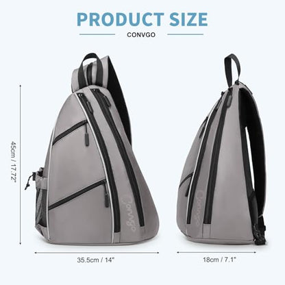 Pickleball Bag for Women and Men, Adjustable Pickle Ball Backpack, 2 in 1 Sports Sling Bag for Pickleball Paddles - color: Grey