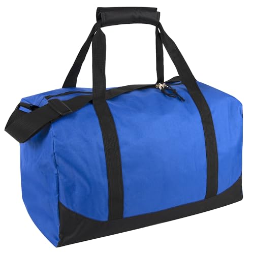 24 Pack Bulk Duffle Bags Wholesale by the Case for Homeless, Sports Teams, and Duffle Bags for Foster Kids (All Blue Pack) - color: All Blue Pack