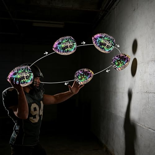 Holographic PassCatch Training Football - Solo Practice Trainer for Passing & Catching, Durable Composite Material with Dazzling Flash-Activated Light Show, - color: Purple＆White