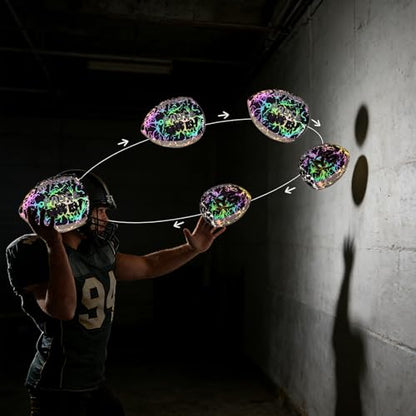 Holographic PassCatch Training Football - Solo Practice Trainer for Passing & Catching, Durable Composite Material with Dazzling Flash-Activated Light Show, - color: Purple＆White