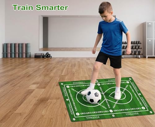 Different Sizes Soccer Training Mat with 8 Design, Non Slip Agility and Dribbling Mat for Ball Control Drills, Portable Indoor Outdoor Use - size: Large
