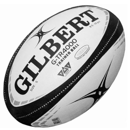 Gilbert G-TR4000 Rugby Training Ball – Hand Stitched with Patented Triangular Grip – Durable 3-Ply Waterproof Surface for College & Club Practice - color: Black, size: 4