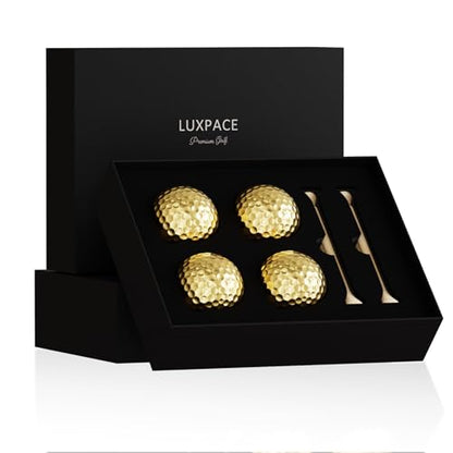 2-Layers Premium Golf Ball - Performance Golf Ball for Distance and Straighter Shots, Personalized Antique Gifts for Men Golf Tees Gift Set - color: 4 Pack Golden