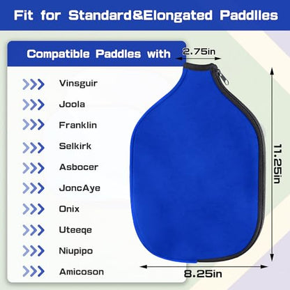 2 PCS Pickleball Paddle Covers, Durable Neoprene Universal 8.26 x 11.8Inch Zippered Racket Sleeve Storage Bag, Fits USAPA Standard Pickleball Racquets - color: Blue