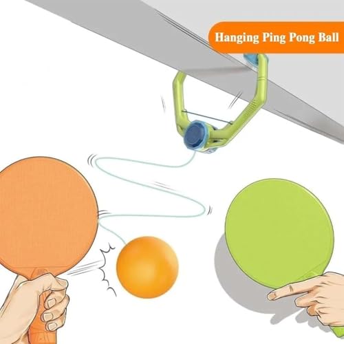 Door Pong Ball Game, 2025 Hanging Table Tennis Trainer Portable Set with Racket and Balls, Adjustable Hanging Table Tennis Trainer Exerciser for Kids.
