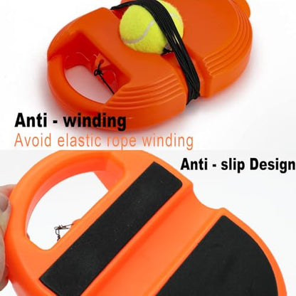 Tennis Trainer Rebound Ball with 3 String Balls, Solo Tennis Training Equipment, Portable Rebounder Kit for Beginners - color: Orange