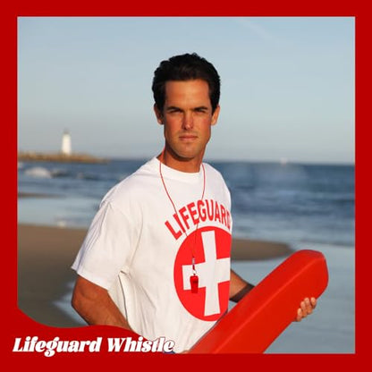 Retainbre 48 Pcs Coach Whistle with Lanyard Lifeguard Whistles Bulk Plastic Sports Loud Referee Whistle for Adults Emergency Teachers Training