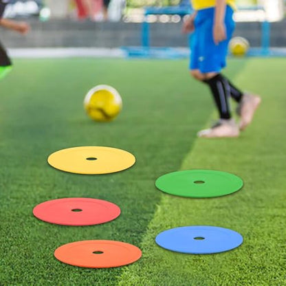 predolo 10Pcs Flat Cones Markers Non Slip with Storage Bag Plates Flat Discs for Soccer Agility Football Speed Sports, White