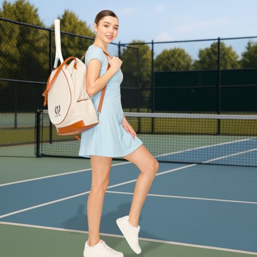 Tennis Bag for Women Racket Tote, Stylish Backpack - Unisex Racquet Sports Pickleball Bag Convertible Shoulder, Crossbody Strap Large Compartment - color: Backpack - Racket Bear Edition