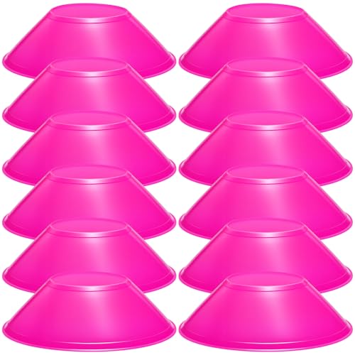 12 Pcs Mini Soccer Cones for Sport Agility Disc Cones Soccer Training for Agility Drills Sports Football - color: Rose Red
