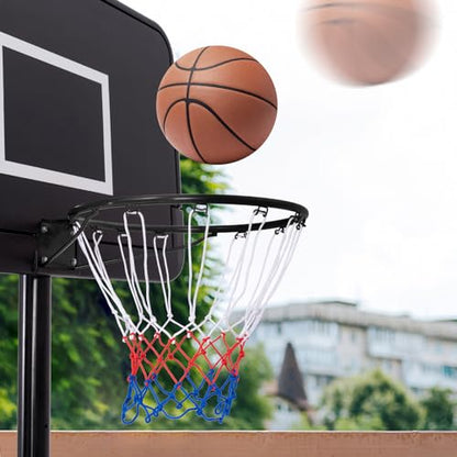 GYMAX Basketball Rim, 15/18 inch Basketball Rim Replacement with All-Weather Net, Basketball Hoop Replacement Rim Outdoor/Indoor for Wall Door Mounted
