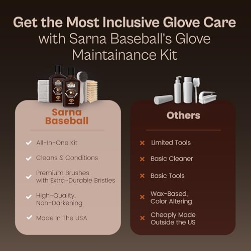 SARNA BASEBALL Glove Conditioner, Liquid, 8 Oz – Break in Faster, Keep Leather Maintained – Glove Conditioner for Mitts, Softball, & Baseball Gear Made in USA - size: Maintenance Kit