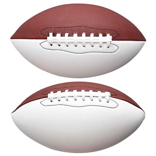 Full Size 12 Inch Autograph American Football with 2 White Panels Customized Trophy for Rugby Game Graduation Signing