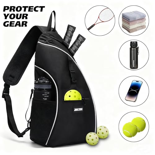 Pickleball Bag, Pickleball Backpack with Water Bottle Holder for Men and Women - color: Black