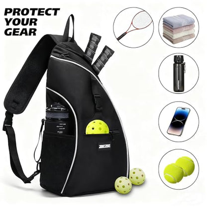 Pickleball Bag, Pickleball Backpack with Water Bottle Holder for Men and Women - color: Black