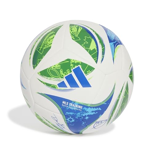 adidas Unisex MLS Soccer Ball - color: Training White/Green/Glory Blue/Solar Blue, size: 5