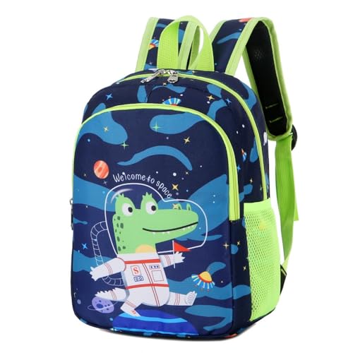 CHERUBIC Kids Toddler Cute Backpack Little Cartoon Travel Lightweight Bag Daypack For 3 Girls Boys (Space) - color: Baby Crocodile, size: Small-12"H