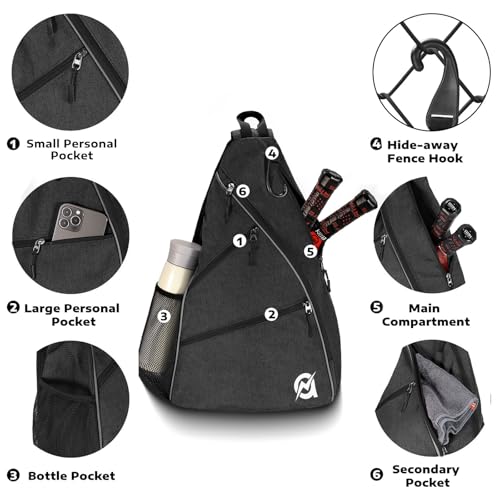 A11N SPORTS Pickleball Bag, Reversible Crossbody Sling Bag/Backpack for Women Men - color: Black