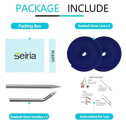 Baseball Glove Lace, Mitt Lace Repair Kit Softball 2 Leather Laces and 2 Lacing Needles for Catcher's Glove - color: Dark Blue