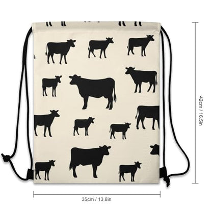 Travel Drawstring Backpack Beam Bag Large Capacity for Volleyball Baseball Sports Equipment Men Women Unisex, Angus Cattle Animal Bags - color: Picture (501)