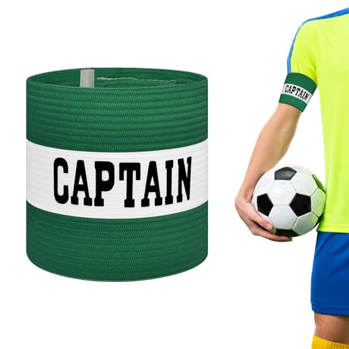 Captain Armbands for Soccer, Unisex Captain's Armband Adjustable Football Arm Bands Adults & Youths Elastic Captain Arm Band Team Sports Accessories - color: Green