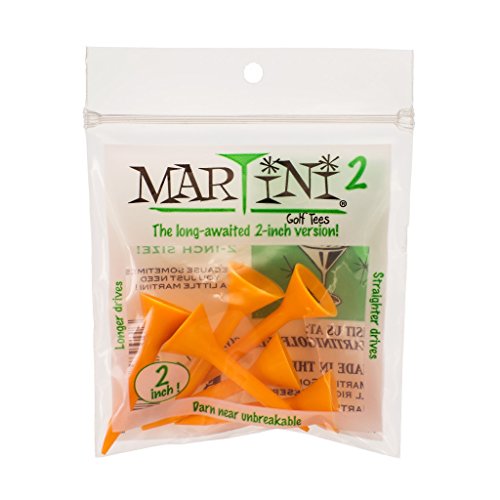 MARTINI 2 Golf Tees - 2 Inch - Virtually Unbreakable - color: Orange
