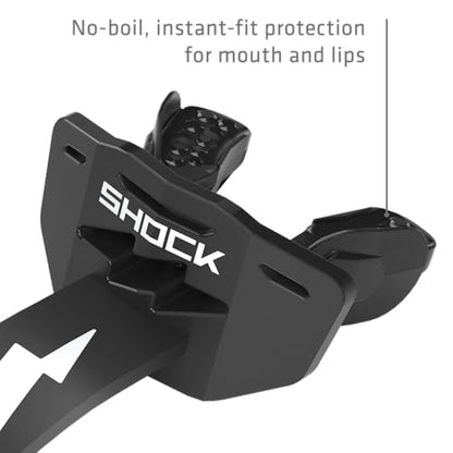 Shock Doctor Bolt Lipguard, Adult Mouth Guard Football with Strap. Mouthguard One Size Fits All - color: Black/White