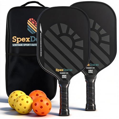 Pickleball Paddles Set of 2, USAPA Approved Lightweight Fiberglass Pickleball Paddles,Pickleball Indoor Outdoor Game for Adults Family Friends, Pickleball Gift for Men Women
