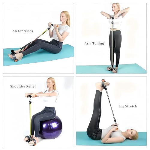 Adjustable Foot Pedal Resistance Band, Durable Foot Pedal Resistance Trainer with Bag. Multifunctional Pedal Puller Resistance Rope with Handles. Fitness Equipment for Women and Men.