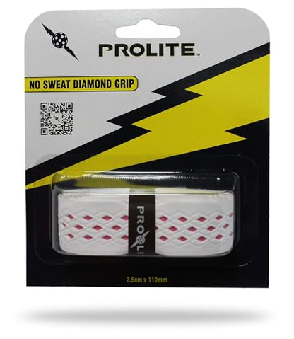 No-Sweat Diamond Grip for Pickleball Paddles, Tennis, Racquetball - color: White w/ Pink Underlay, size: 1-Pack