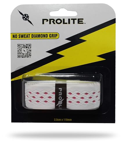 No-Sweat Diamond Grip for Pickleball Paddles, Tennis, Racquetball - color: White w/ Pink Underlay, size: 1-Pack