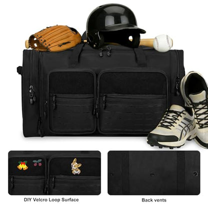 Goloni 130L Expandable 32" Heavy Duty Extra Large Duffel Bag,Sports Gym Equipment Travel Duffle Bag for Soccer Baseball Basketball Hockey Football Team Coaches & More - color: Black