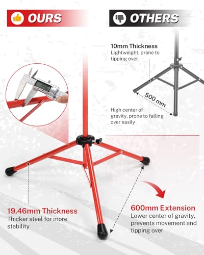 Gonex Baseball Tee Softball Tee Practice Hitting Batting Tripod Stand Rubber Tee Collapsible Portable with Carrying Bag - color: Red