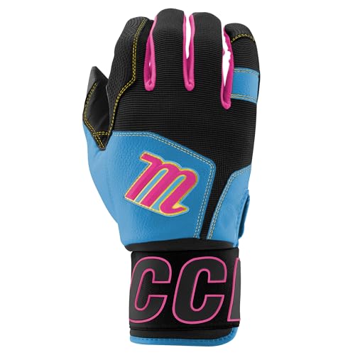 MARUCCI Blacksmith Full WRAP Adult Batting Glove V2 - color: BLACK/COLUMBIA BLUE, size: ADULT LARGE