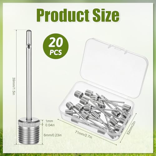 Air Needle for Balls, 20 Pcs Ball Pump Inflation Needles, Ball Pump Needles with Portable Storage Case, Heavy Duty Inflation Needles & Ball Pins for Basketball, Soccer Ball, Football, Bike Pump