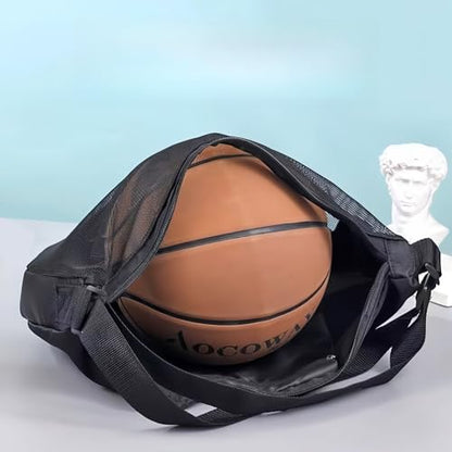 Basketball Soccer Volleyball Bag – Large Capacity Sports Ball with Single Shoulder Strap, Portable Training Storage Sack - color: Black