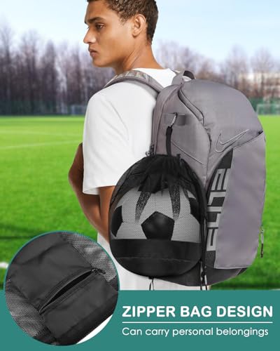 BROTOU Single Ball Bag with Double Hook, Balls Storage Bags with Zipper Pocket, Drawstring Sling Backpack for Soccer Basketball Football Volleyball Rugby