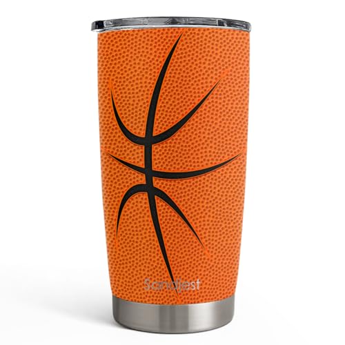 Basketball Tumbler 20oz Stainless Steel Insulated, Travel Coffee Cup, Sport Tumblers Gifts for Basketball Lovers, Men Women, Coach, Birthday, Christmas - color: Basketball
