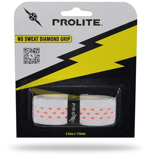 No-Sweat Diamond Grip for Pickleball Paddles, Tennis, Racquetball - color: White w/ Orange Underlay, size: 1-Pack