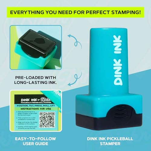 Dink Ink Pickleball Stamper – Fun Way to Mark Your Pickleballs | Great Gift for Pickleball Lovers | Easy to Use | No Mess | Long-Lasting Ink | Perfect Stocking Stuffer for The Holiday - color: Wave Maker