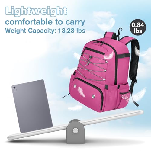 MATEIN Baseball Bat Bag for 4 Bats with Ball Pocket, Lightweight Youth Baseball Backpack with Shoe Compartment, Large Capacity Softball Equipment Bag with Fence Hook for TBall Gear, Helmet, Glove - color: Pink