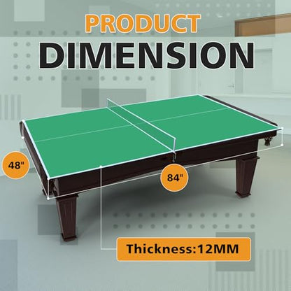 7 * 4ft Portable Ping Pong Table Top, Foldable Ping Pong Table Topper for Pool Table with Net & Premium Foam Padding - color: Green